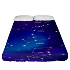 Realistic-night-sky-poster-with-constellations Fitted Sheet (king Size) by Salman4z