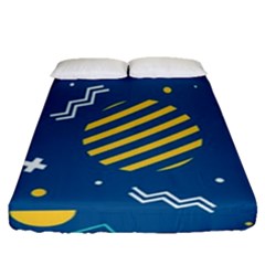 Flat-design-geometric-shapes-background Fitted Sheet (queen Size) by Salman4z