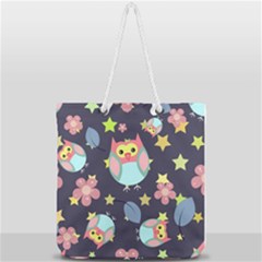 Owl-stars-pattern-background Full Print Rope Handle Tote (large) by Salman4z