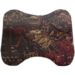 Vintage Cityscape City Retro Old Head Support Cushion by Salman4z