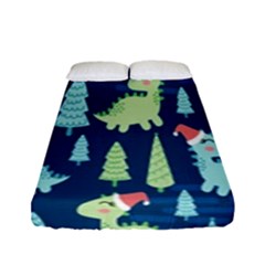Cute Dinosaurs Animal Seamless Pattern Doodle Dino Winter Theme Fitted Sheet (full/ Double Size) by pakminggu