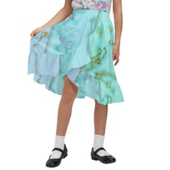 Background Marble Set Kids  Ruffle Flared Wrap Midi Skirt by pakminggu