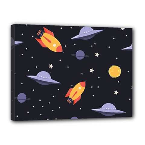Cosmos Rockets Spaceships Ufos Canvas 16  X 12  (stretched) by pakminggu
