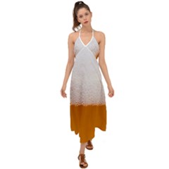 Beer Foam Bubbles Alcohol Glass Halter Tie Back Dress  by pakminggu
