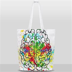Brain Mind Psychology Idea Hearts Full Print Rope Handle Tote (small) by pakminggu