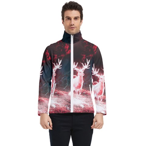 Deer Animal Moon Planet Space Fantasy Men s Bomber Jacket by pakminggu