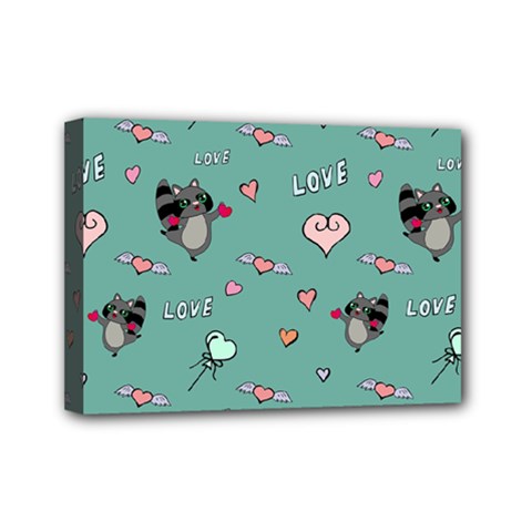 Raccoon Texture Seamless Scrapbooking Hearts Mini Canvas 7  X 5  (stretched) by pakminggu
