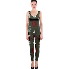 Art Halloween Pattern Creepy Design Digital Papers One Piece Catsuit by pakminggu