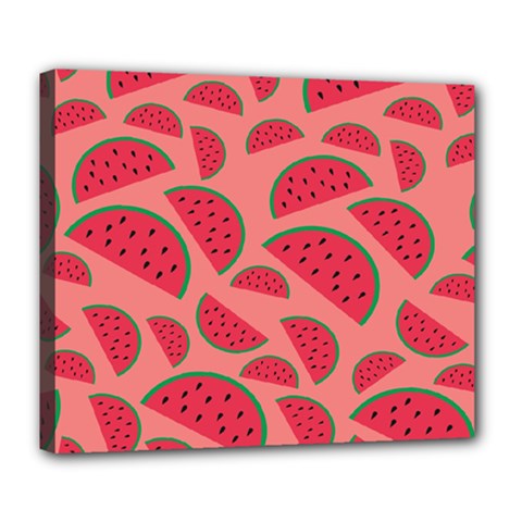 Watermelon Red Food Fruit Healthy Summer Fresh Deluxe Canvas 24  X 20  (stretched) by pakminggu