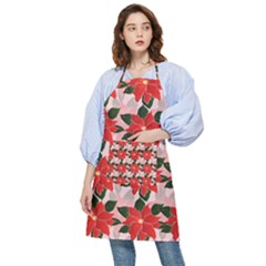Poinsettia Pattern Seamless Pattern Christmas Xmas Pocket Apron by pakminggu