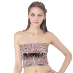 Mushrooms Autumn Fall Pattern Seamless Decorative Tube Top by pakminggu