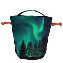 Aurora Northern Lights Phenomenon Atmosphere Sky Drawstring Bucket Bag by pakminggu