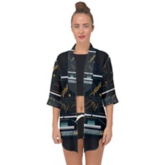 Remote Work Work From Home Online Work Open Front Chiffon Kimono by pakminggu