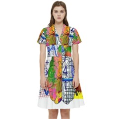 Brain Cerebrum Biology Abstract Short Sleeve Waist Detail Dress by pakminggu