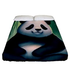 Animal Panda Forest Tree Natural Fitted Sheet (queen Size) by pakminggu