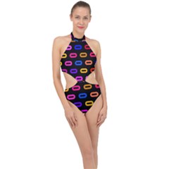 Pattern Background Structure Black Halter Side Cut Swimsuit by danenraven