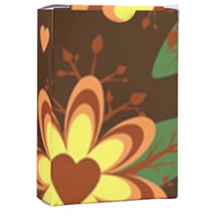 Floral Hearts Brown Green Retro Playing Cards Single Design (rectangle) With Custom Box by danenraven