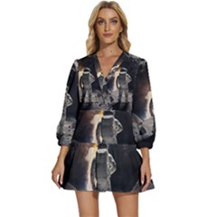 Astronaut Space Walk V-neck Placket Mini Dress by danenraven