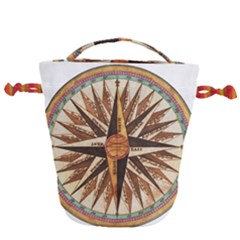 Vintage Sign Nautical Ship Compas Drawstring Bucket Bag by Mog4mog4