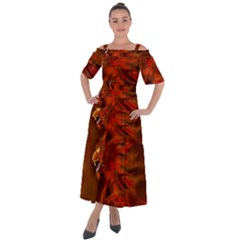 Fire Lion Flames Light Mystical Dangerous Wild Shoulder Straps Boho Maxi Dress  by Mog4mog4
