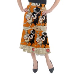 Vintage Poster Ad Retro Design Midi Mermaid Skirt by Mog4mog4