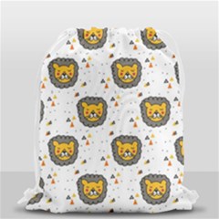 Lion Heads Pattern Design Doodle Drawstring Bag (small) by Mog4mog4