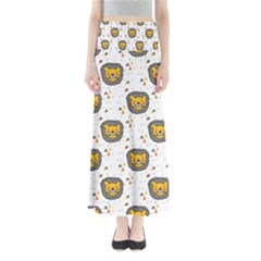 Lion Heads Pattern Design Doodle Full Length Maxi Skirt by Mog4mog4