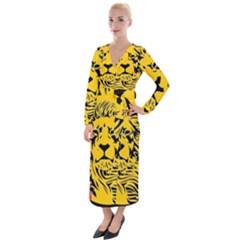 Lion Head Africa Rasta Velvet Maxi Wrap Dress by Mog4mog4