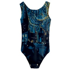 Hogwarts Castle Van Gogh Kids  Cut-out Back One Piece Swimsuit by Mog4mog4