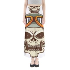 Motorcycle Helmet Skull Clip Art Cranial Skeleton Full Length Maxi Skirt by Mog4mog4