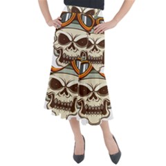 Motorcycle Helmet Skull Clip Art Cranial Skeleton Midi Mermaid Skirt by Mog4mog4