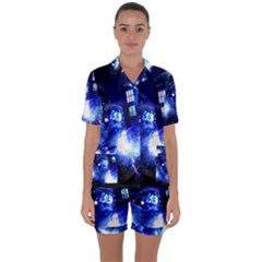Tardis Background Space Satin Short Sleeve Pajamas Set by Mog4mog4