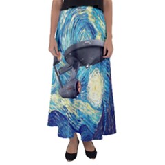 Star Starship The Starry Night Van Gogh Flared Maxi Skirt by Mog4mog4