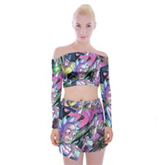 Cartoon Parody Time Travel Ultra Pattern Off Shoulder Top With Mini Skirt Set by Mog4mog4