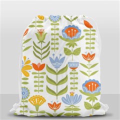 Seamless Pattern With Various Flowers Leaves Folk Motif Drawstring Bag (small) by Mog4mog4