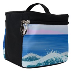 Illustration Landscape Sea Ocean Waves Beach Blue Make Up Travel Bag (small) by Mog4mog4