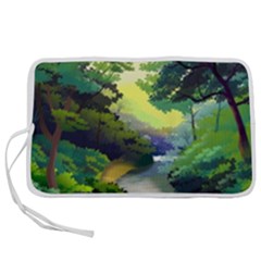 Landscape Illustration Nature Forest River Water Pen Storage Case (m) by Mog4mog4