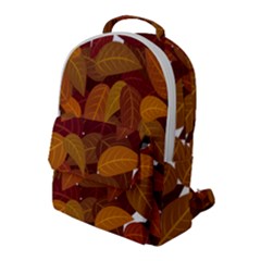 Watercolor Leaves Leaf Orange Flap Pocket Backpack (large) by Bakwanart