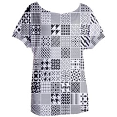 Black And White Geometric Patterns Women s Oversized Tee by Bakwanart