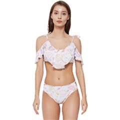 Weather Umbrella Rain Cloud Seamless Doodle Pattern Ruffle Edge Tie Up Bikini Set	 by Bakwanart