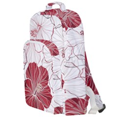 Red Hibiscus Flowers Art Double Compartment Backpack by Bakwanart