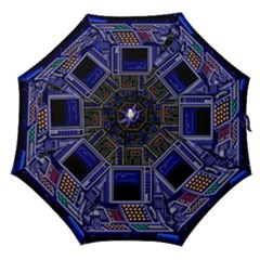Blue Computer Monitor With Chair Game Digital Wallpaper, Digital Art Straight Umbrellas by Bakwanart