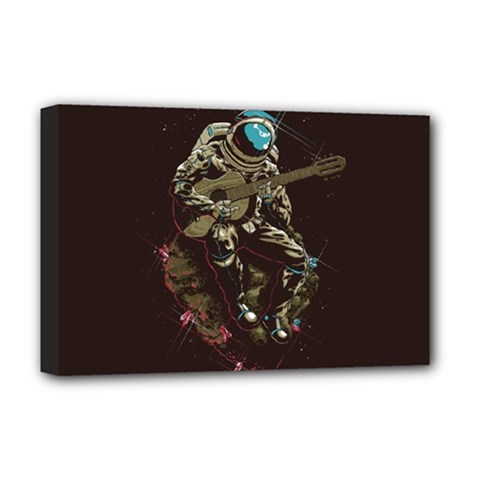 Astronaut Playing Guitar Parody Deluxe Canvas 18  X 12  (stretched) by Bakwanart
