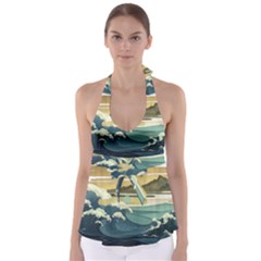 Sea Asia, Waves Japanese Art The Great Wave Off Kanagawa Babydoll Tankini Top by Bakwanart