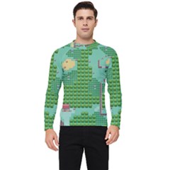 Green Retro Games Pattern Men s Long Sleeve Rash Guard by Bakwanart