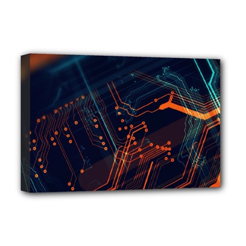 Abstract Colorful Circuit Deluxe Canvas 18  X 12  (stretched) by Bakwanart