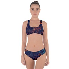 Abstract Colorful Circuit Criss Cross Bikini Set by Bakwanart