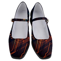 Abstract Colorful Circuit Women s Mary Jane Shoes by Bakwanart