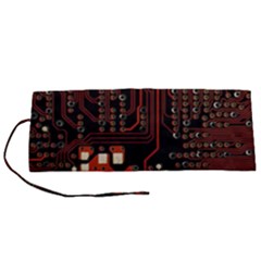 Red Computer Circuit Board Roll Up Canvas Pencil Holder (s) by Bakwanart