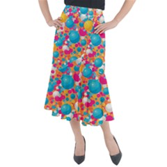 Circles Art Seamless Repeat Bright Colors Colorful Midi Mermaid Skirt by 99art